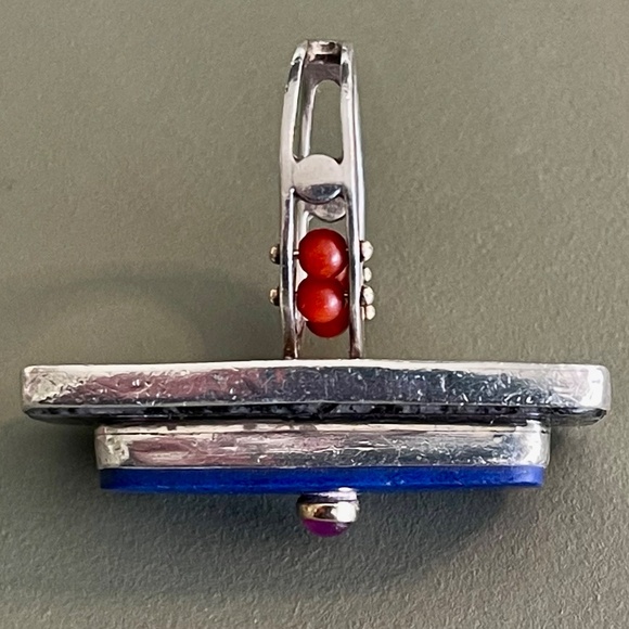 Michael Boyd Studio Art Ring – Signed “M. Boyd c. 94” – Lapis, Coral, Ruby - Picture 6 of 7